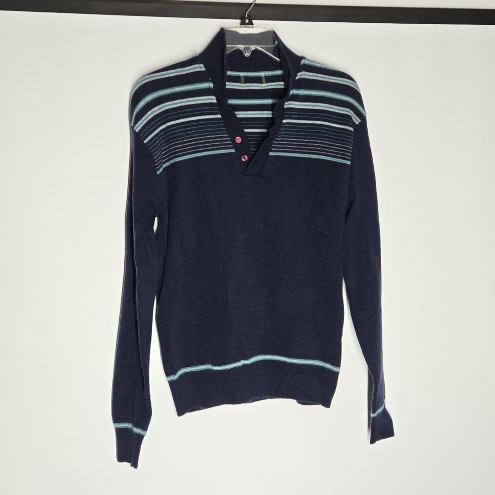 Sears Blue V-Neck Sweater with Striped Design